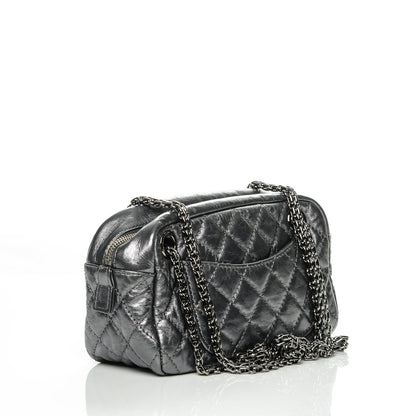 Chanel Metallic Aged Calfskin Quilted Small Reissue Camera Case Dark Silver 3 of 7
