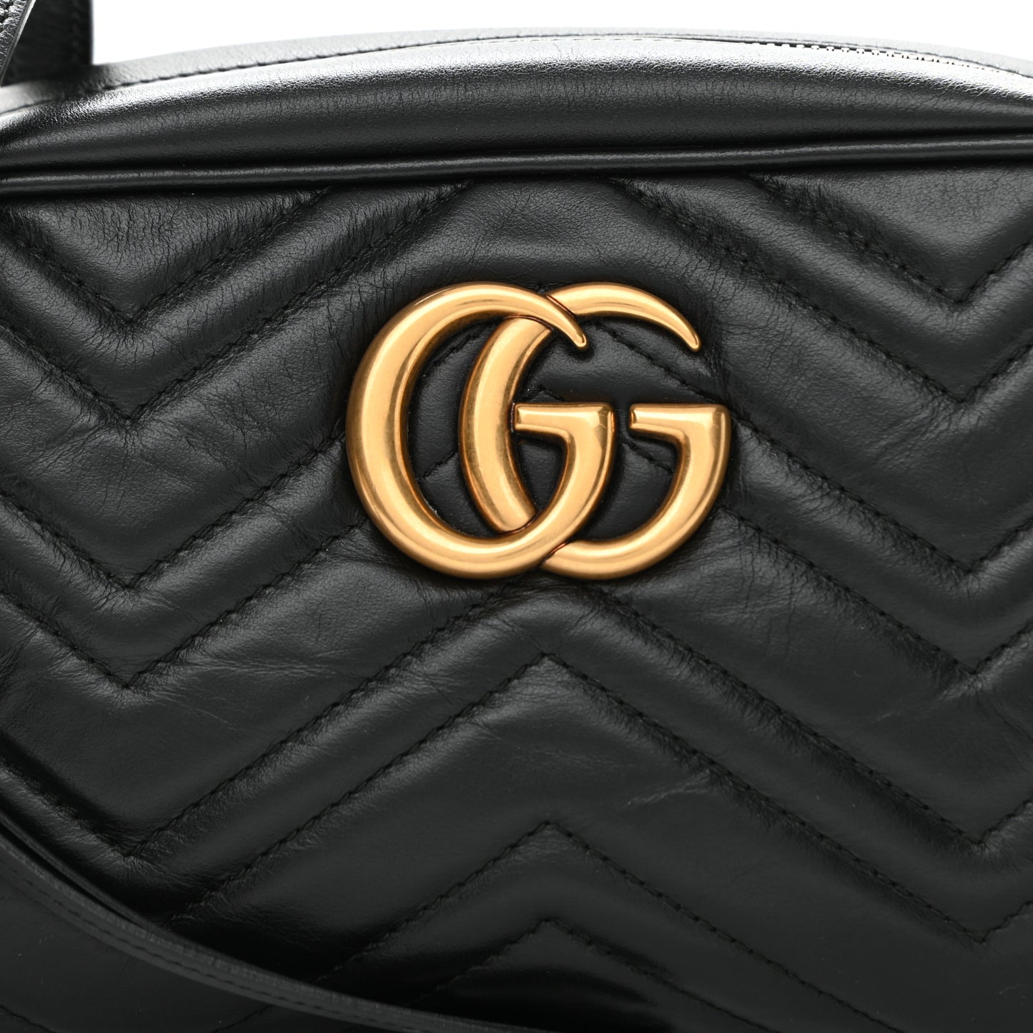 Calfskin Matelasse Small GG Marmont Chain Shoulder Bag Black
