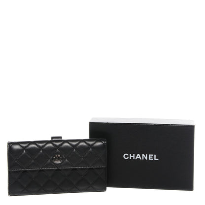 Chanel Lambskin Quilted Long Flap Wallet Black 8 of 8