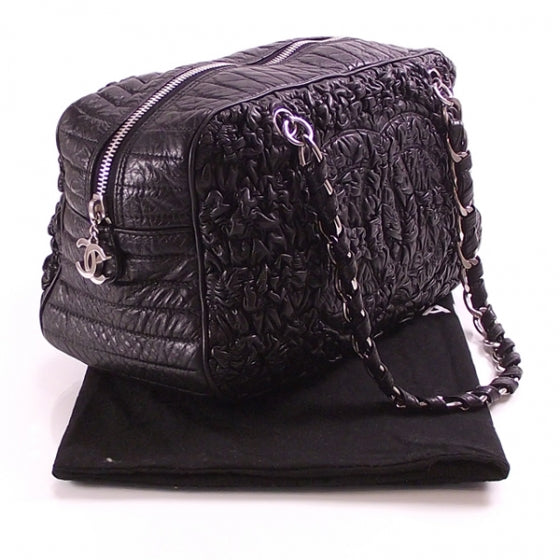 Chanel Lambskin Classic Crinkled Scrunched Bowler Black 3 of 10