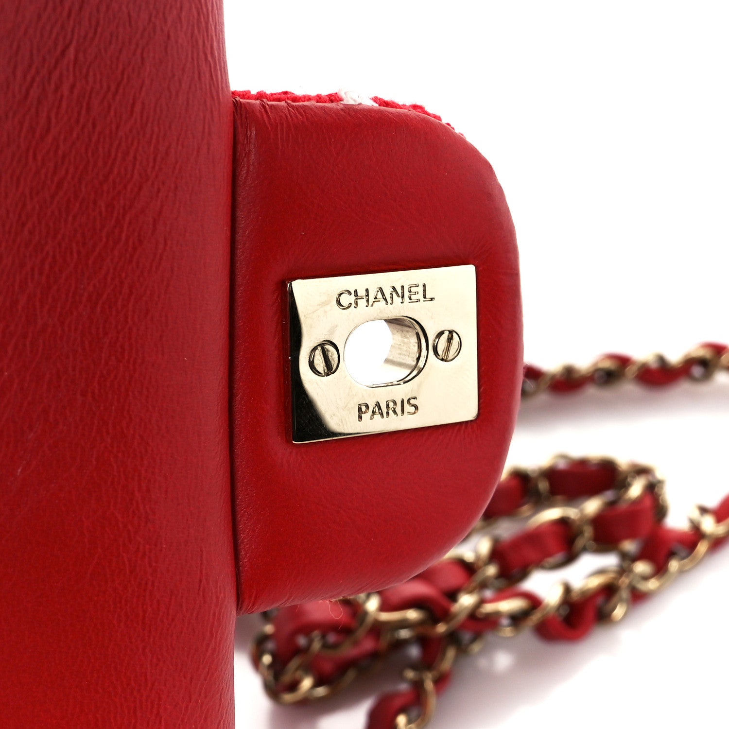 Chanel Tweed Quilted Mini Rectangular Flap White Red 7 of 11