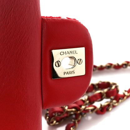 Chanel Tweed Quilted Mini Rectangular Flap White Red 7 of 11