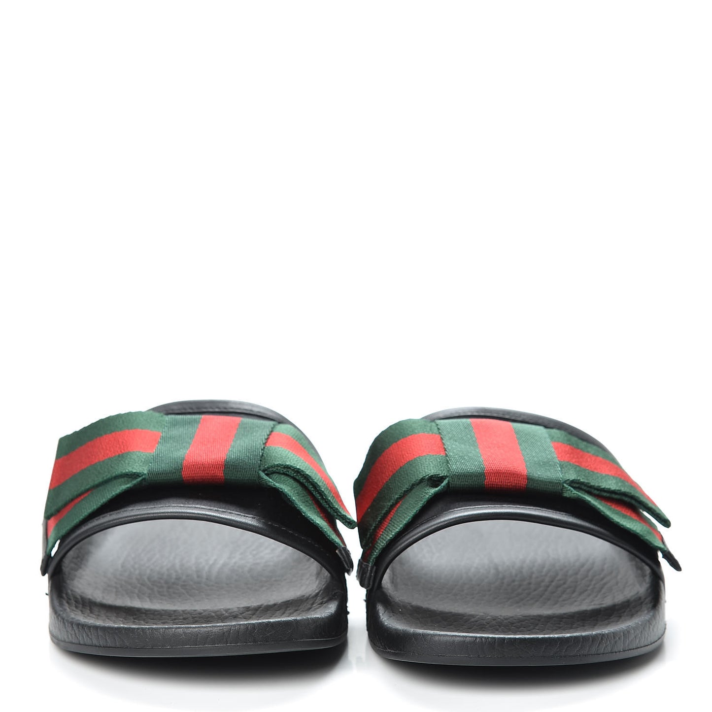 Satin Web Bow Slide Sandals 40 Black