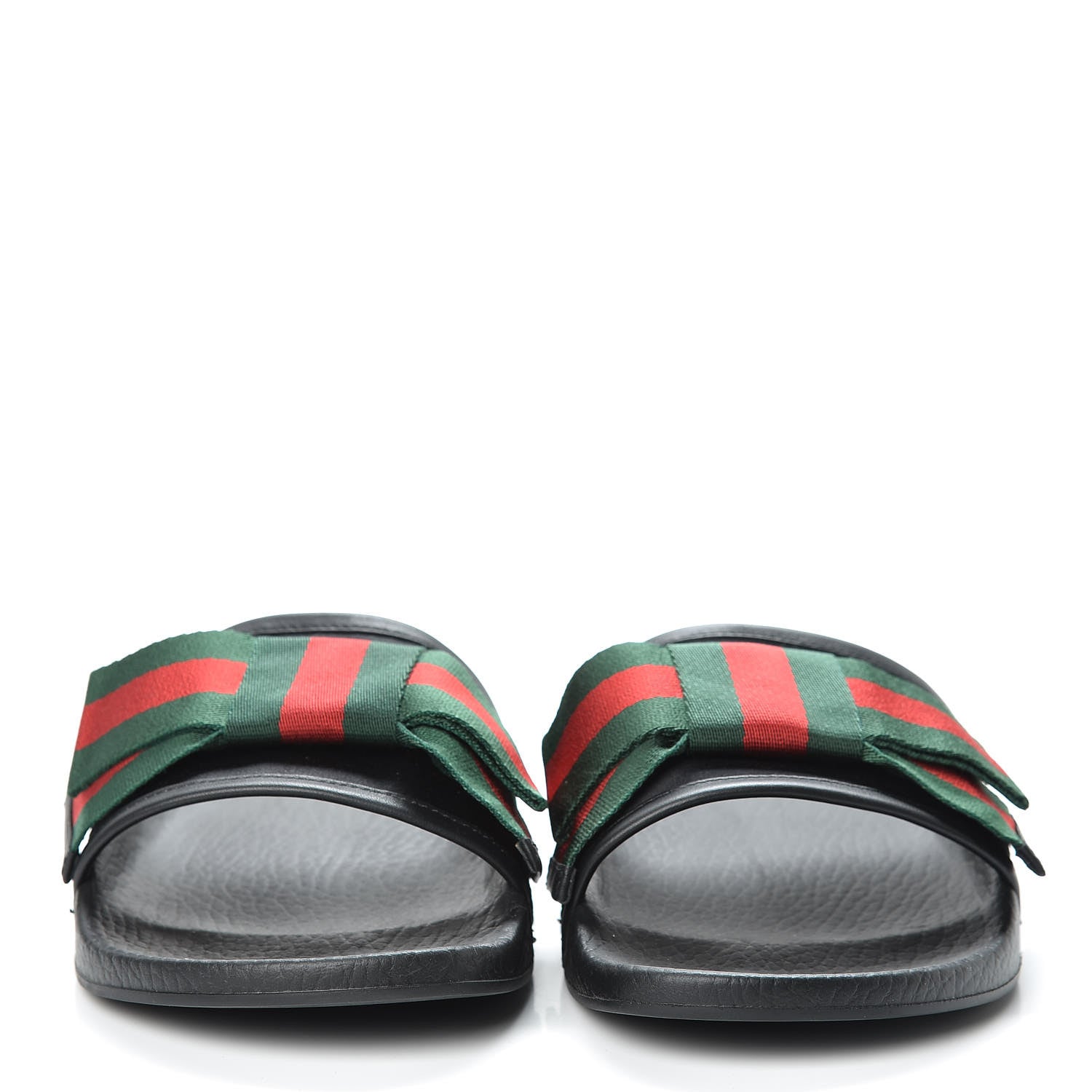 Gucci Satin Web Bow Slide Sandals 40 Black 2 of 9