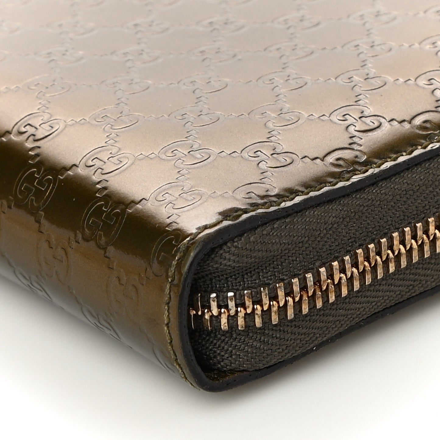 Shine Microguccissima Lovely Heart Zip Around Wallet Gold