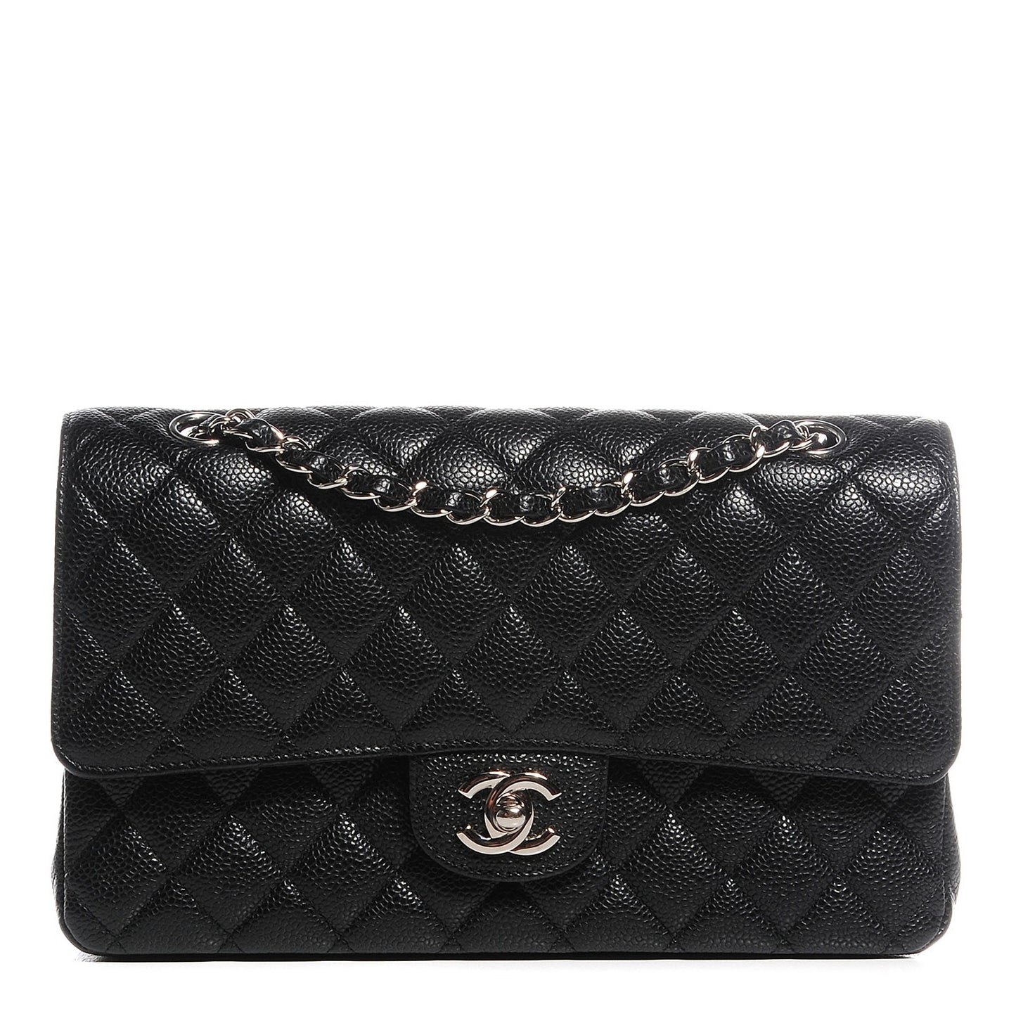 Caviar Quilted Medium Double Flap Black