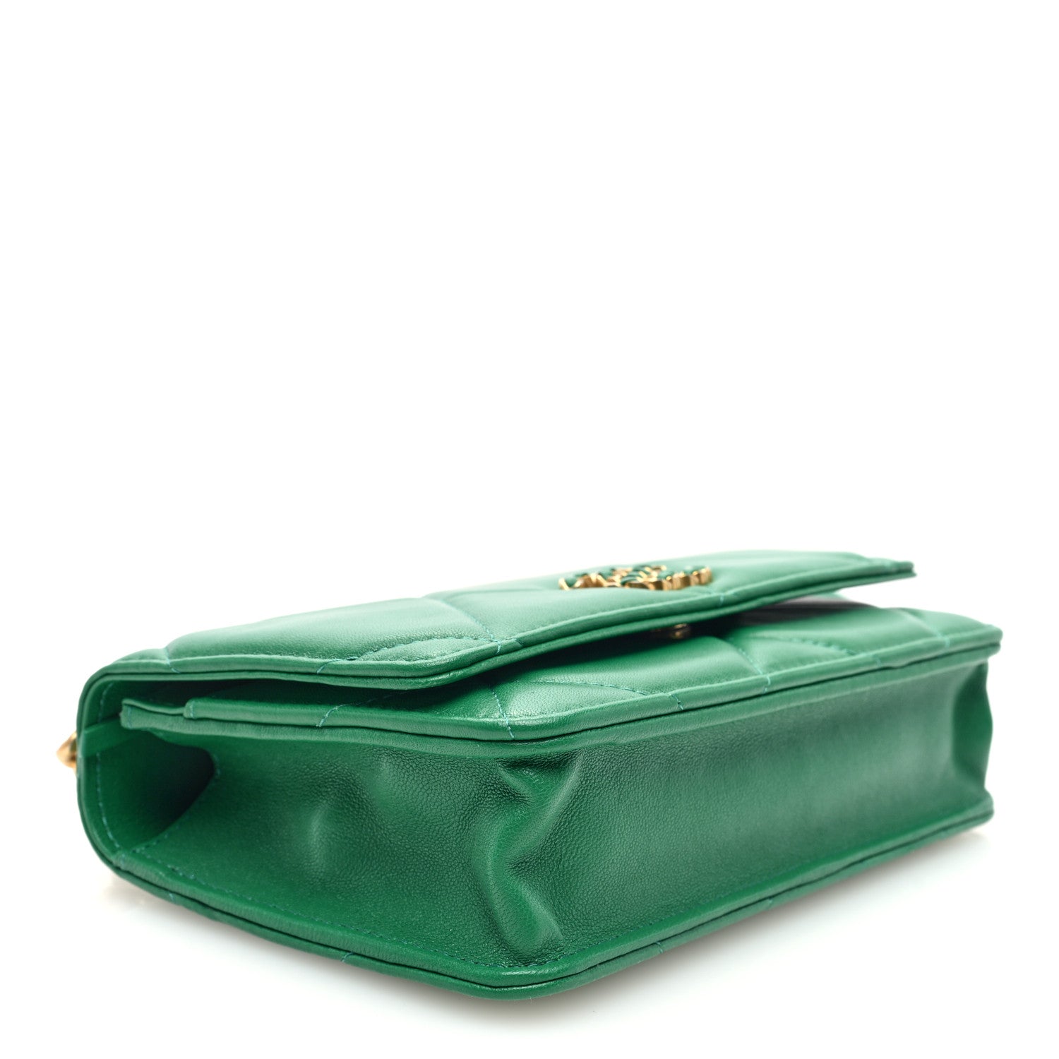 Chanel Lambskin Quilted Chanel 19 Wallet On Chain WOC Green 4 of 10