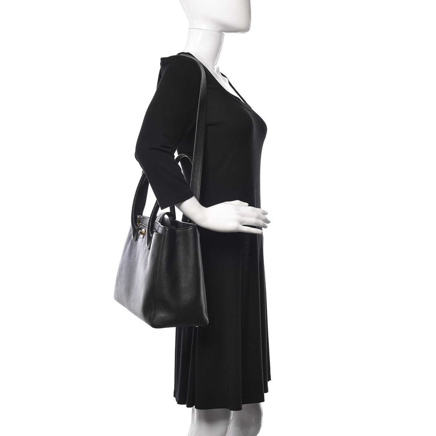Calfskin Cerf Executive Shopper Tote Black