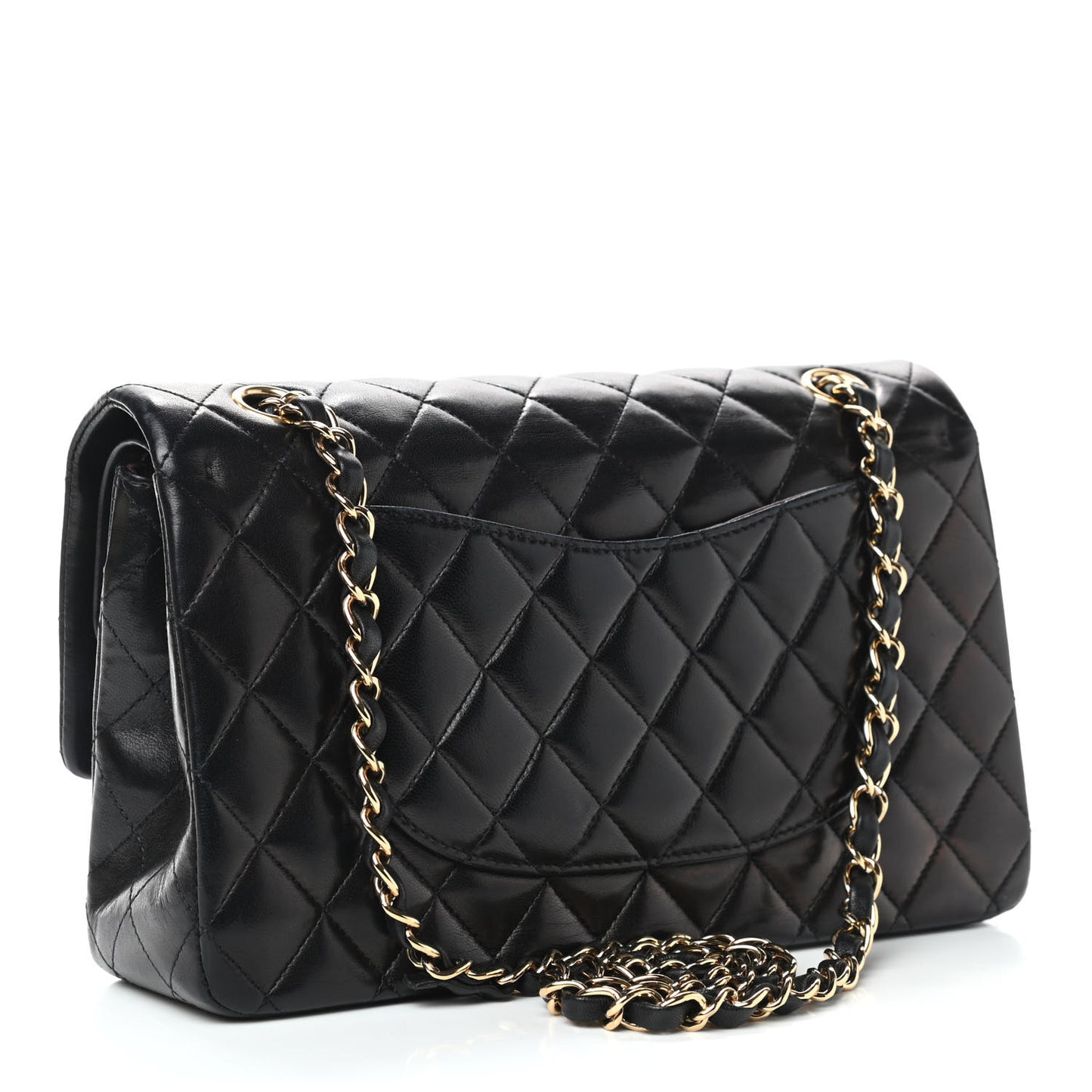 Lambskin Quilted Medium Double Flap Black