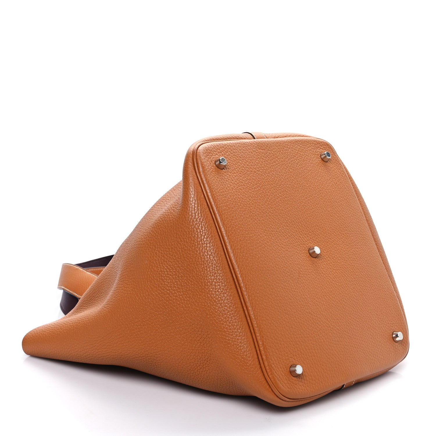 Hermes Taurillon Clemence Swift Eclat Picotin Lock 26 GM Gold Prune 4 of 9