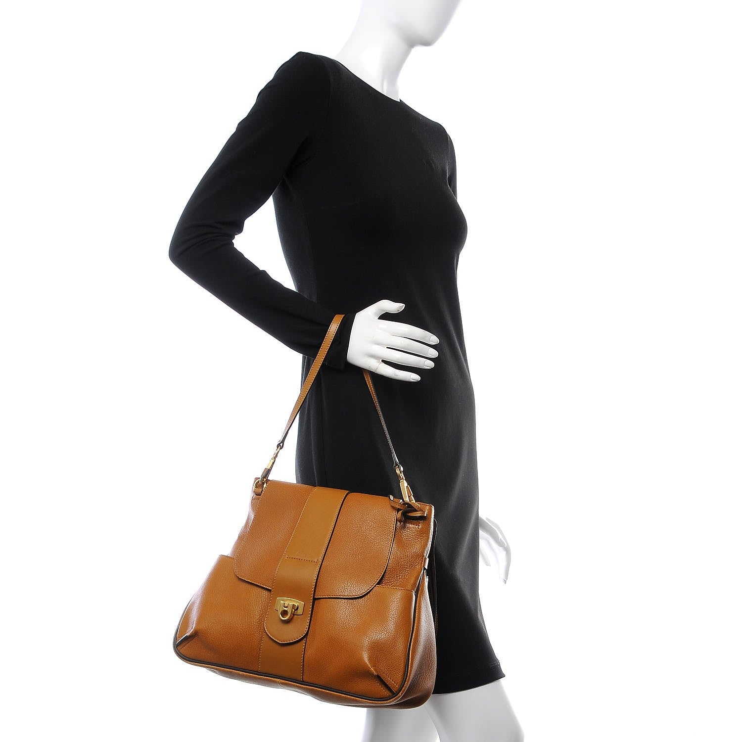 Chloe Grained Lambskin Medium Lexa Shoulder Bag Mustard Brown 3 of 16
