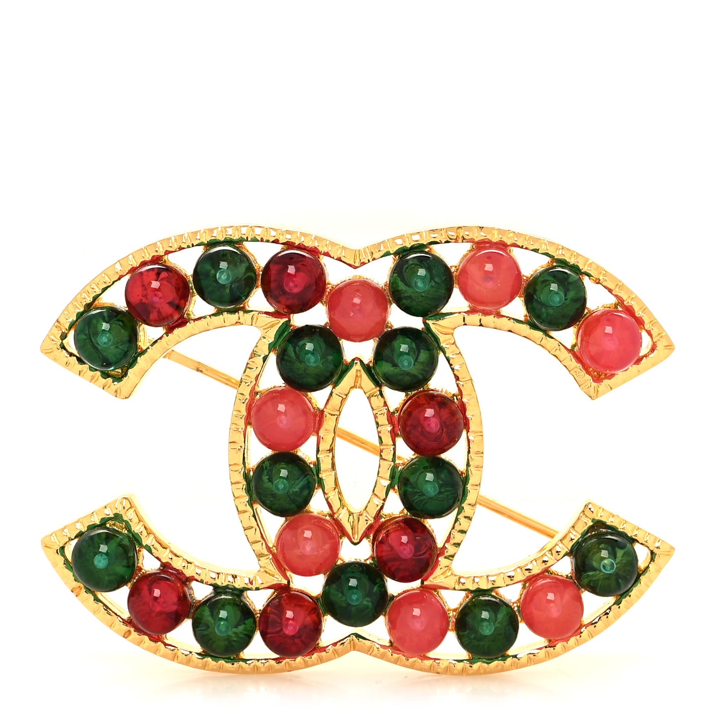 Resin Gripoix Poured Glass Crystal CC Brooch Multicolor