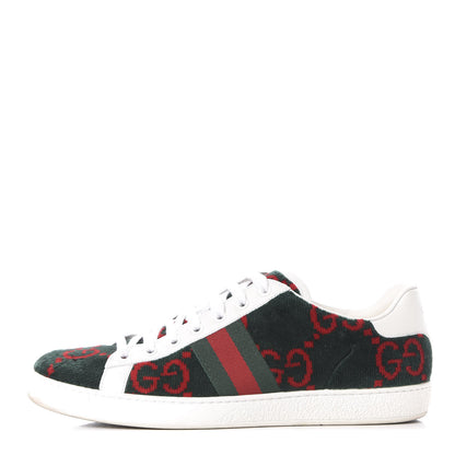 Gucci Terry Cloth GG Monogram Web Womens Ace Sneakers 41 Green Red 1 of 10