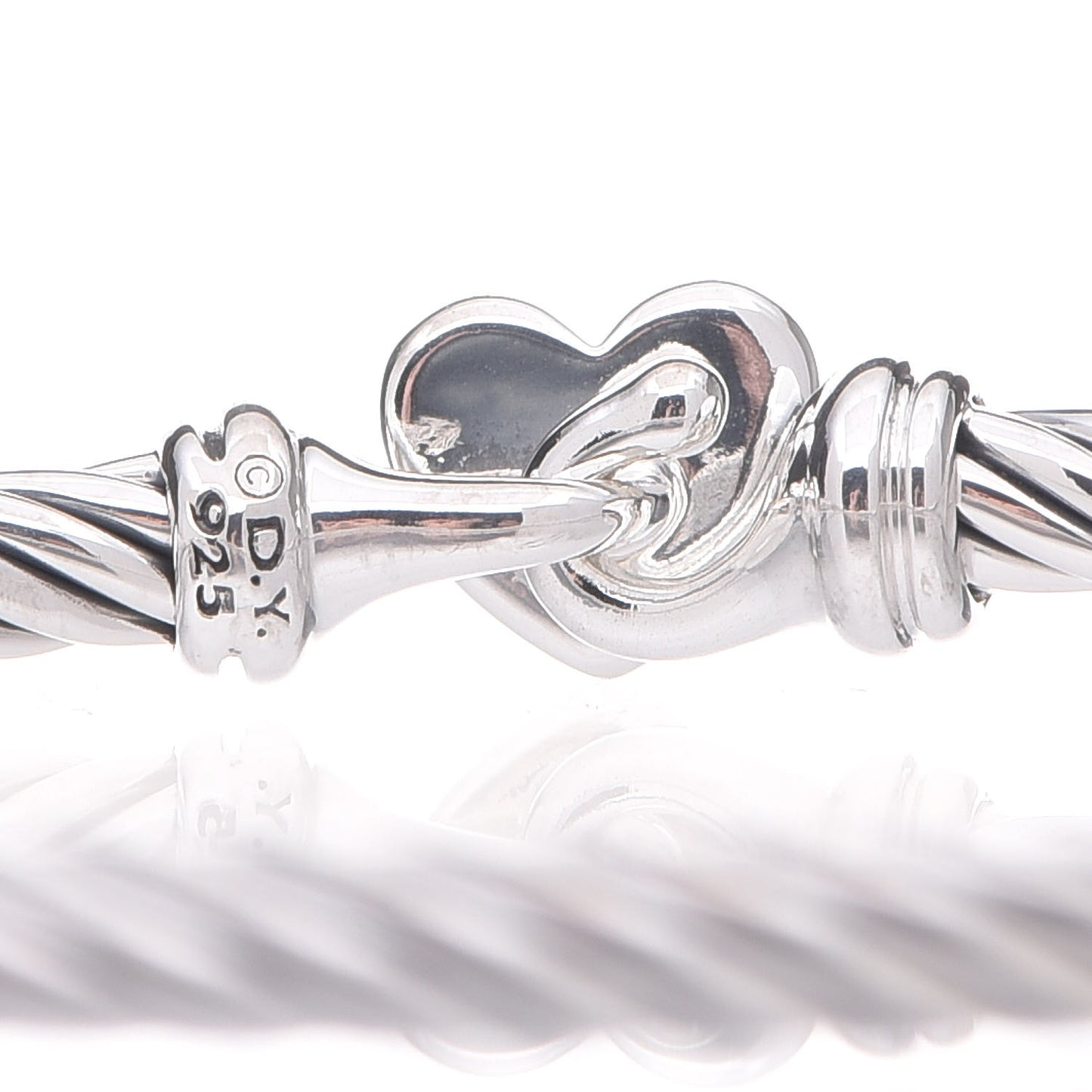 Sterling Silver Diamond Cable Collectibles Heart Bracelet