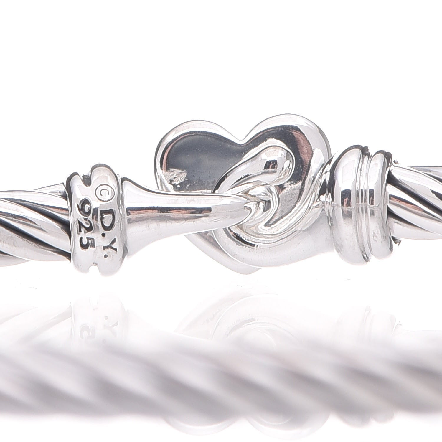 David Yurman Sterling Silver Diamond Cable Collectibles Heart Bracelet 4 of 4