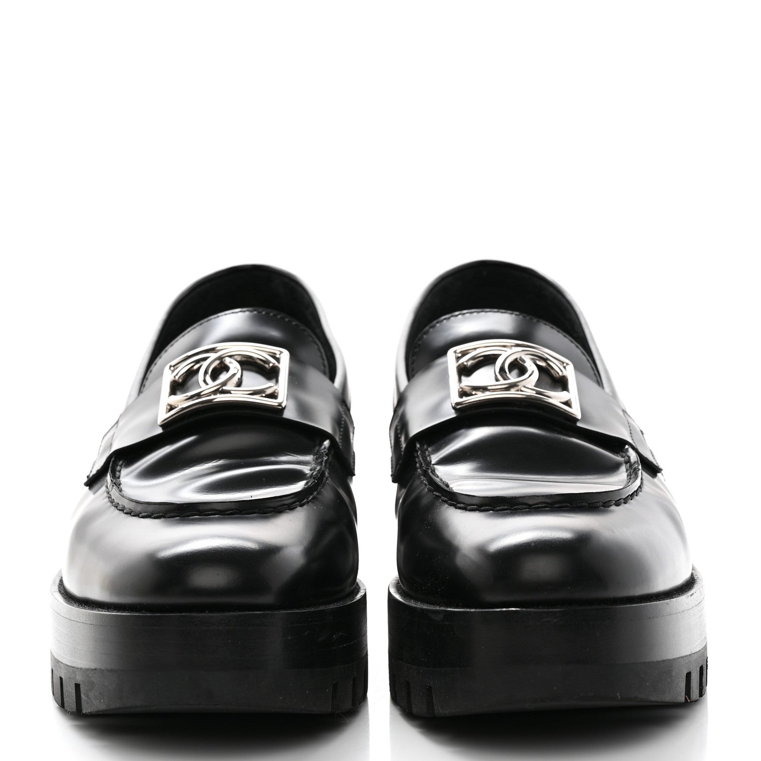 Chanel Calfskin Metal CC Loafers 40.5 Black 2 of 9