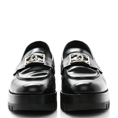 Chanel Calfskin Metal CC Loafers 40.5 Black 2 of 9