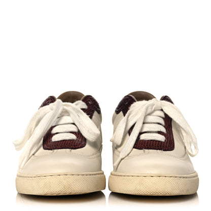 Hermes Calfskin Lizard Womens Quicker Sneakers 35 White Bordeaux 2 of 15