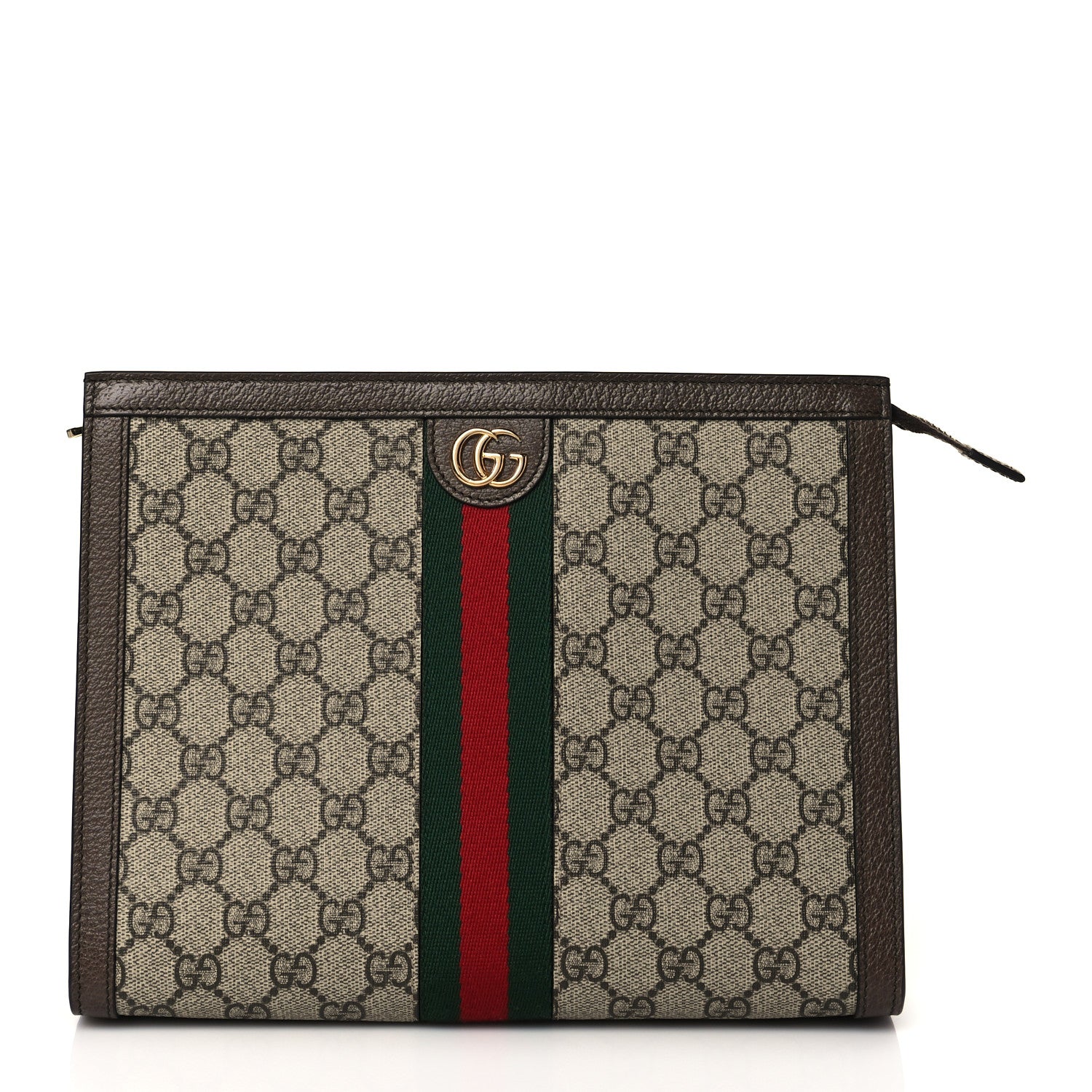 Gucci GG Supreme Monogram Web Ophidia Pouch Brown 1 of 11