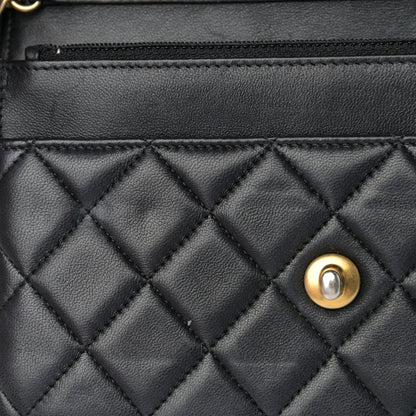 Chanel Lambskin Quilted CC Pearl Crush Wallet on Chain WOC Black 18 of 19