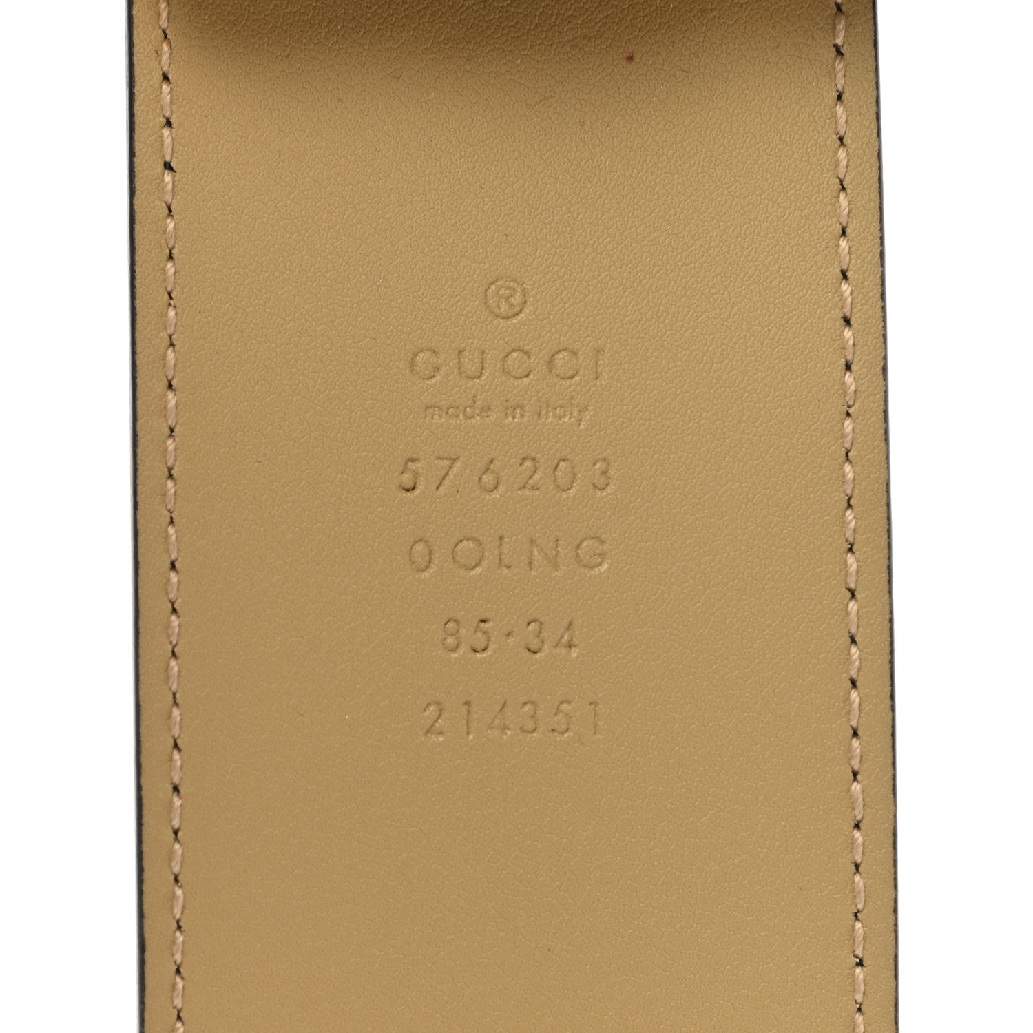 Gucci Calfskin Striped Textured Double G 50mm Belt 85 34 Black Beige 5 of 6