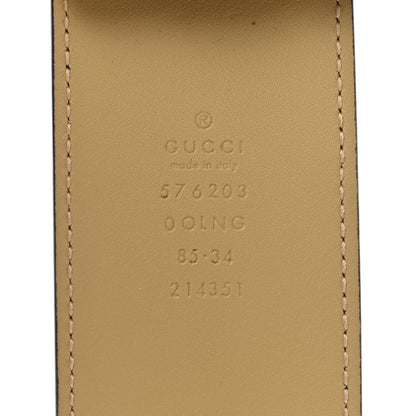 Gucci Calfskin Striped Textured Double G 50mm Belt 85 34 Black Beige 5 of 6