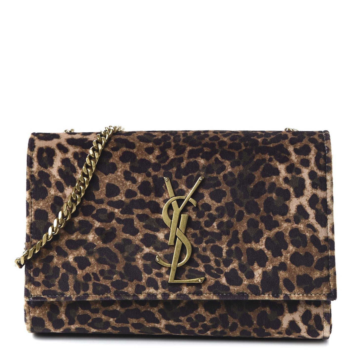 Jacquard Leopard Small Monogram Kate Satchel Manto Natural