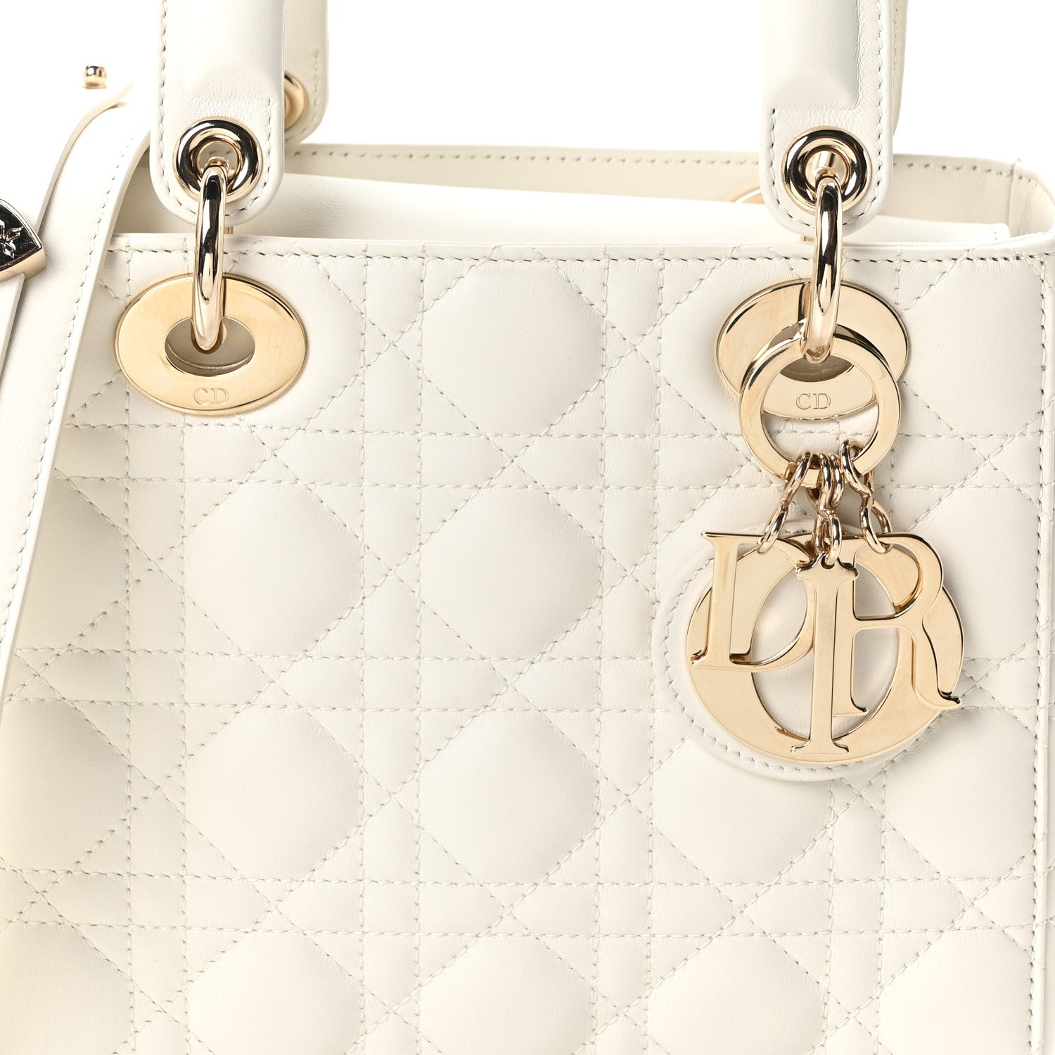 Christian Dior Lambskin Cannage Small My ABCDior Lady Dior White 8 of 10
