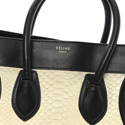 Celine Calfskin Snakeskin Mini Luggage Black White 7 of 11