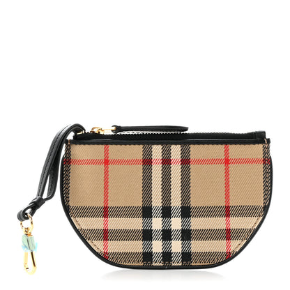 Burberry Cotton Calfskin Vintage Check Olympia Coin Purse Archive Beige 1 of 7