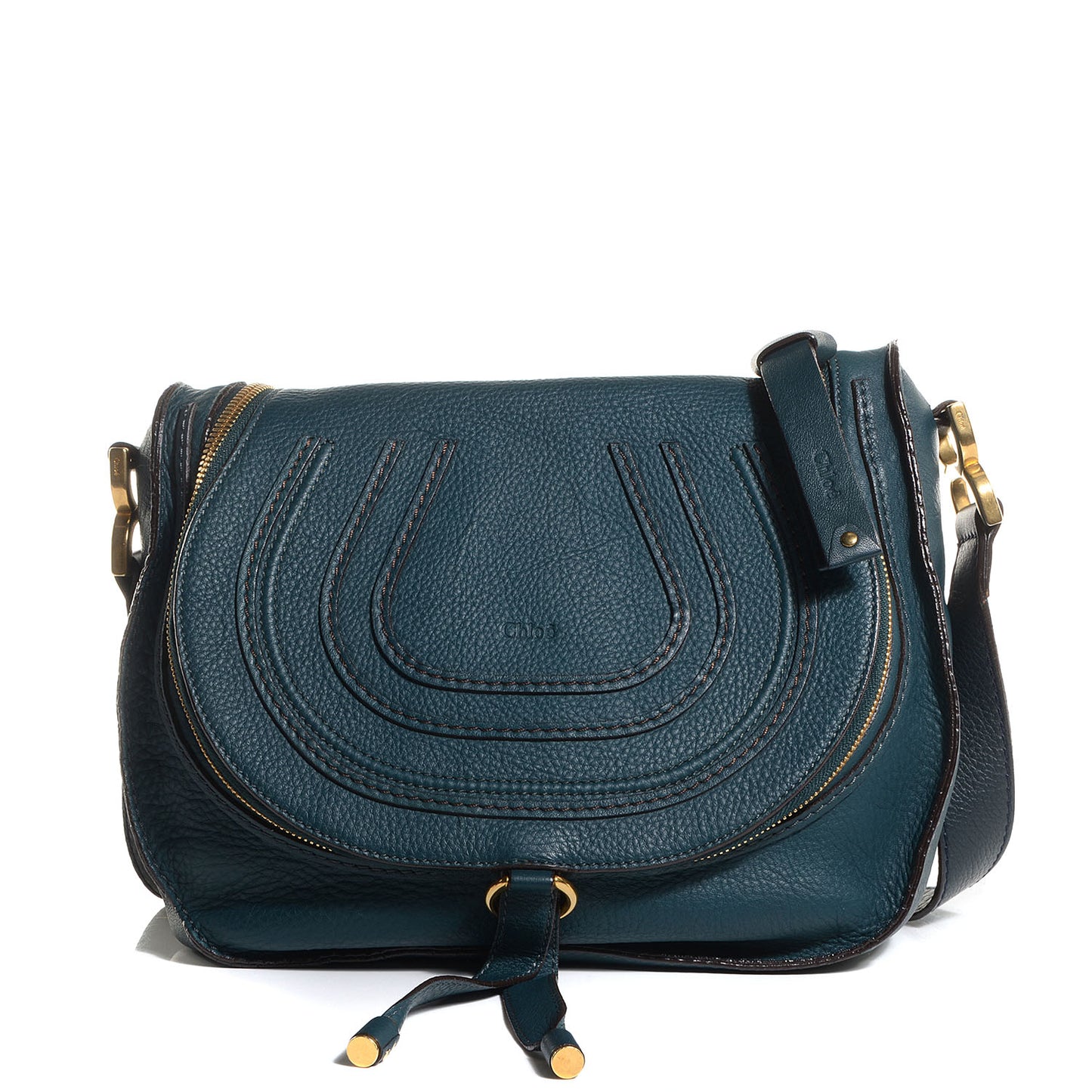Calfskin Medium Marcie Round Crossbody Bag Teal