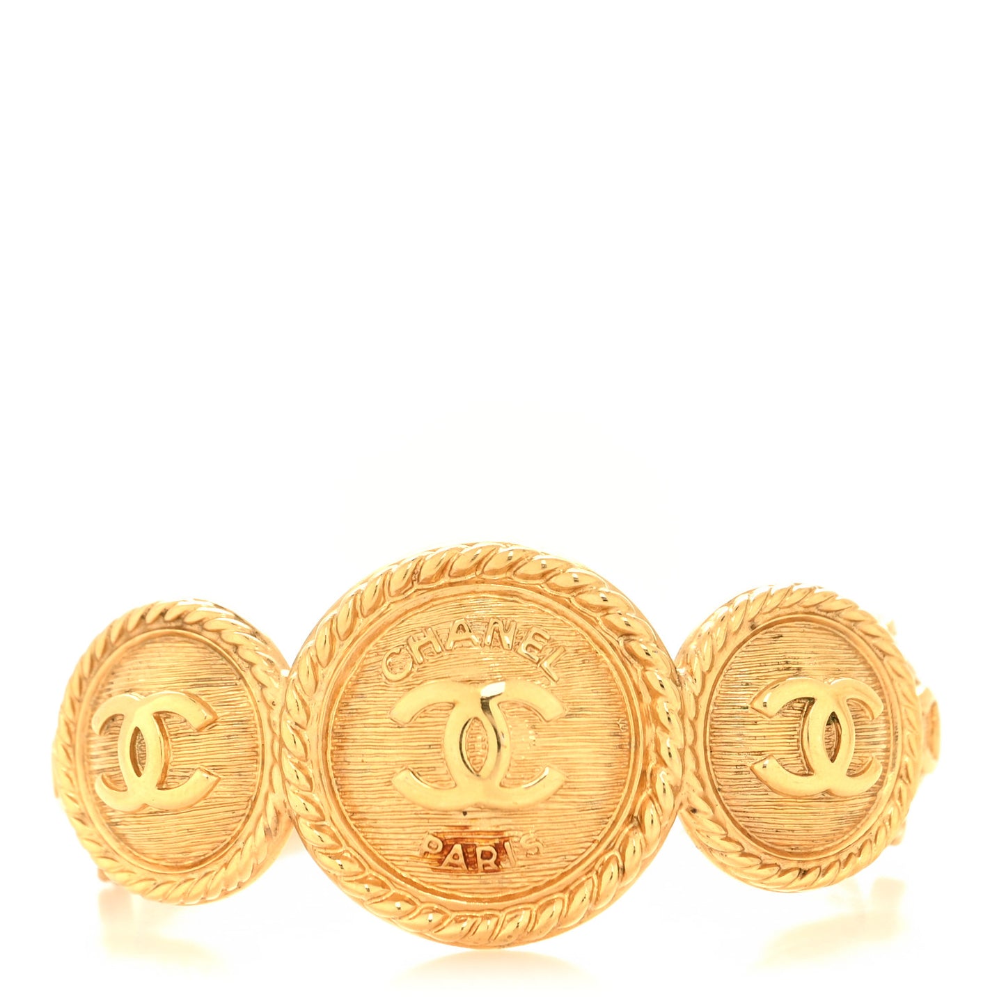 Metal Medallion CC Cuff Bracelet Gold