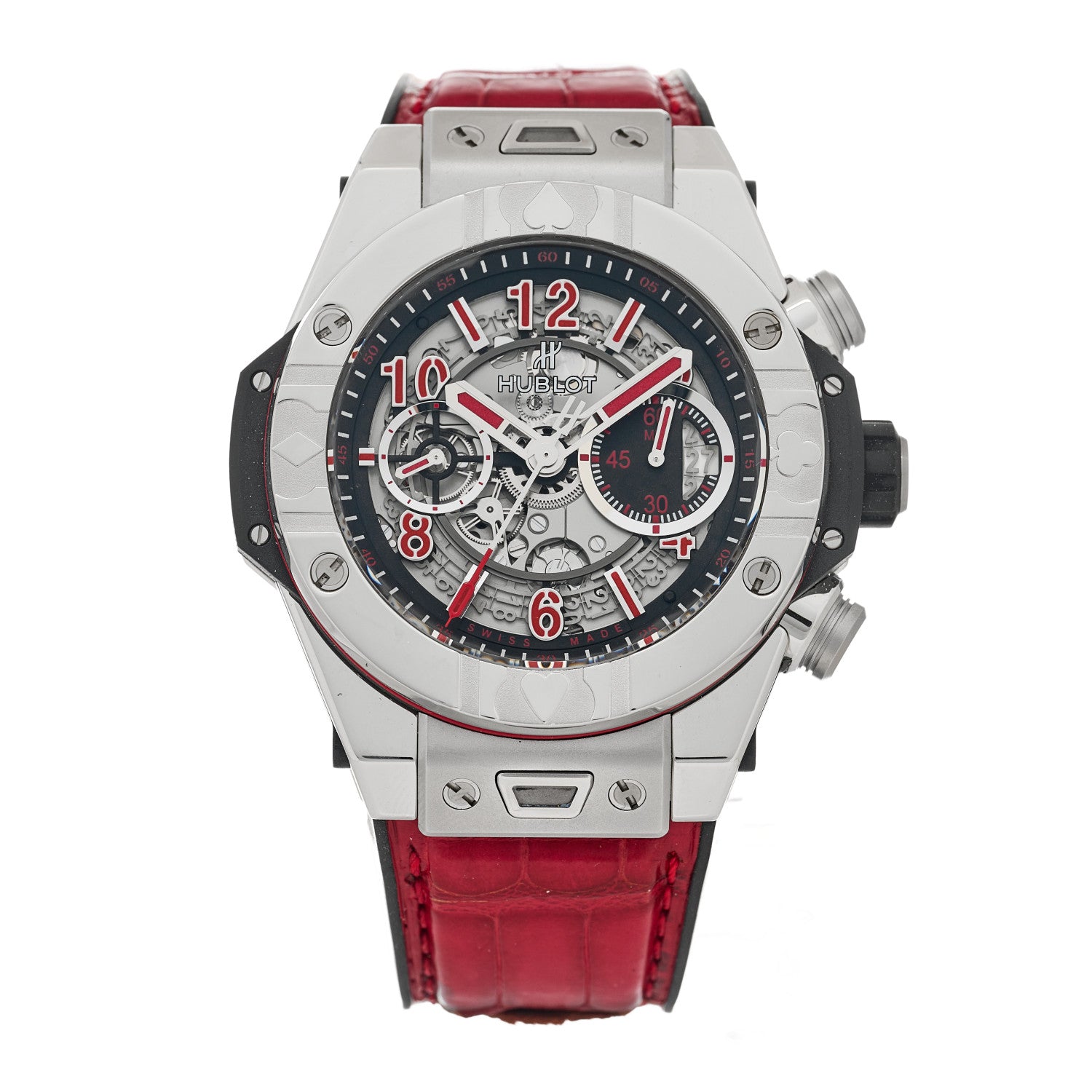 Hublot Stainless Steel Alligator 45mm Big Bang Unico World Poker Tour Limited Edition Automatic Watch Red 411.SX.1170.LR.WPT15 1 of 4