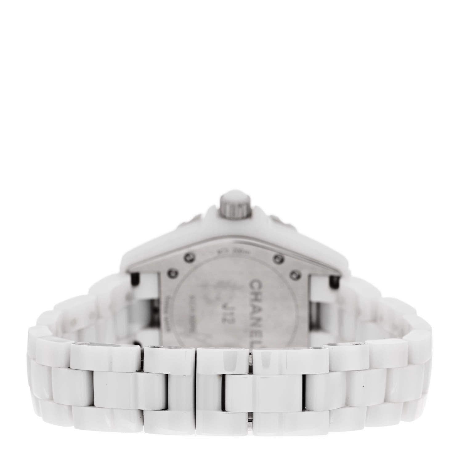 Chanel Stainless Steel Ceramic Diamond Mother of Pearl 33mm J12 Quartz Watch White 3 of 5