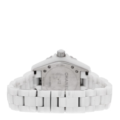 Chanel Stainless Steel Ceramic Diamond Mother of Pearl 33mm J12 Quartz Watch White 3 of 5