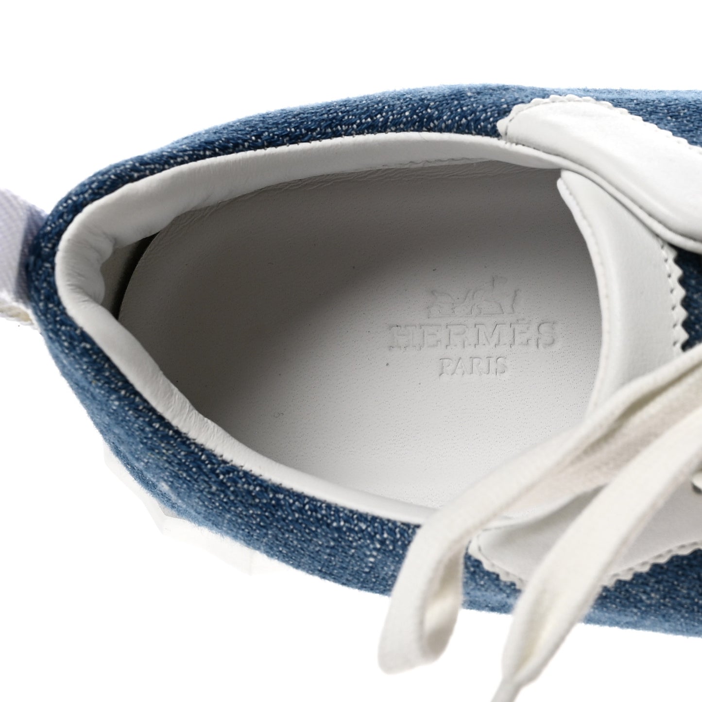Denim Suede Goatskin Bouncing Sneakers 37 Bleu Clair White
