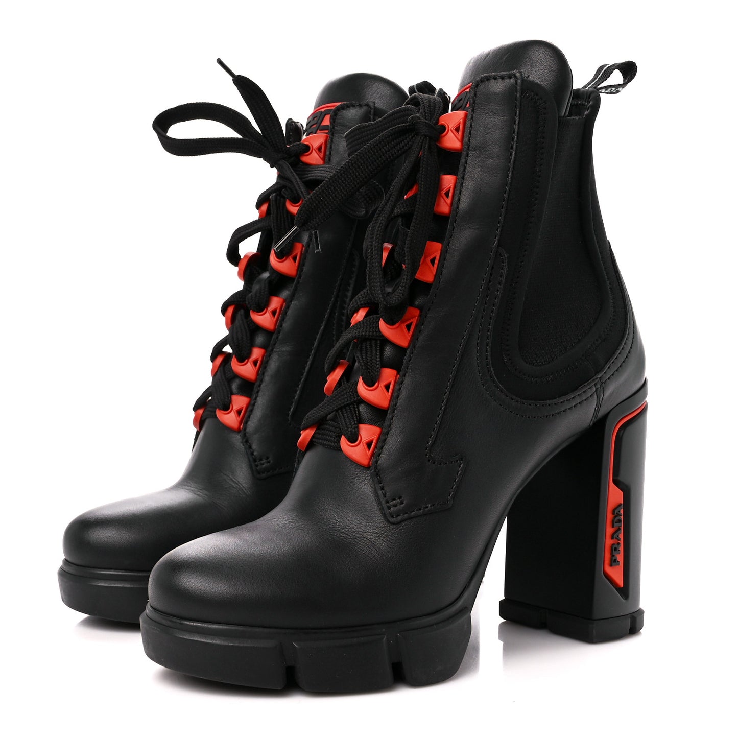 Vitello Montana Neoprene Lace Up Chelsea 110mm Ankle Boots 39 Black Arancio