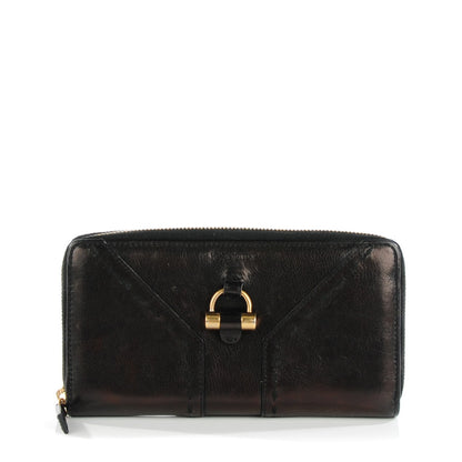 Saint Laurent Metallic Buffalo Muse Zip Around Wallet Black 1 of 10