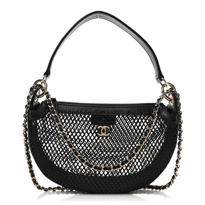 Chanel Mesh Shiny Lambskin Chain Hobo Black 1 of 11