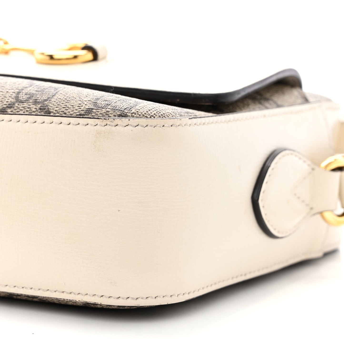 GG Supreme Monogram Small Horsebit 1955 Shoulder Bag Beige Mystic White