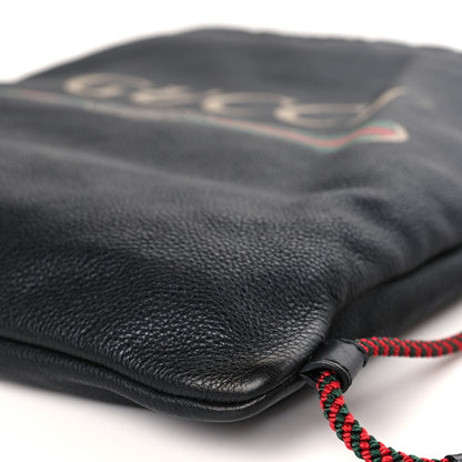 Gucci Calfskin Logo Drawstring Backpack Black 9 of 9