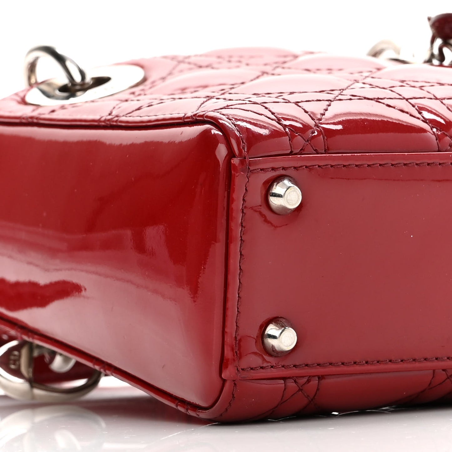 Patent Cannage Mini Lady Dior Red