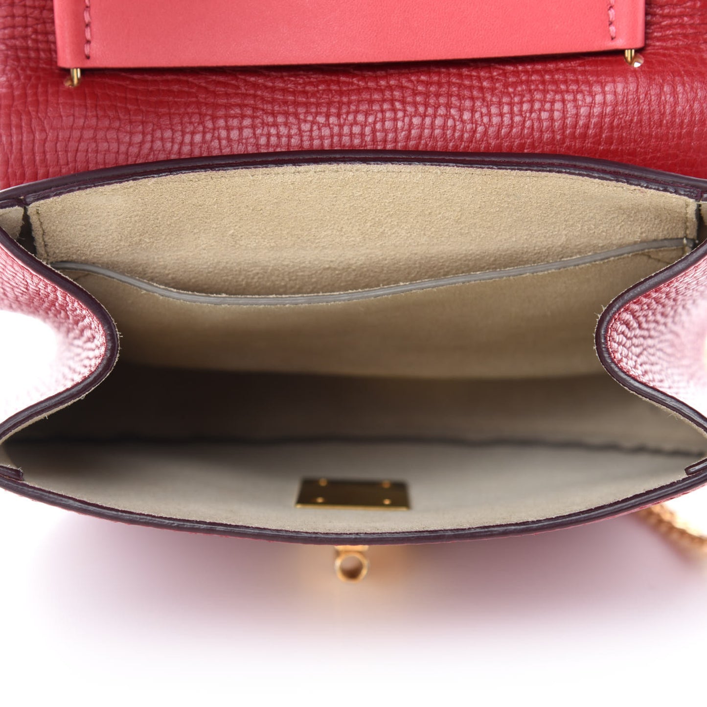 Grained Calfskin Lambskin Drew Shoulder Bag Red