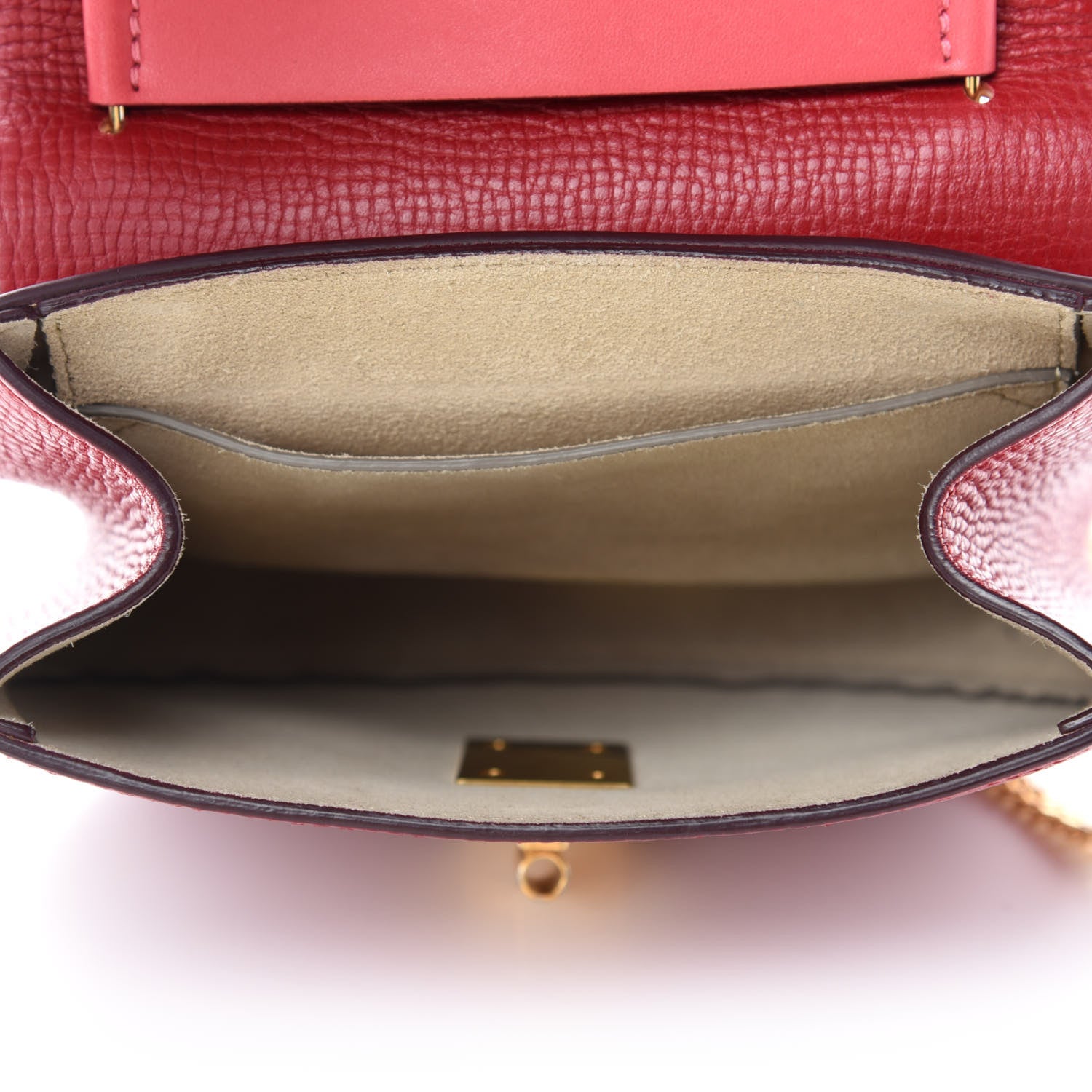 Chloe Grained Calfskin Lambskin Drew Shoulder Bag Red 5 of 9