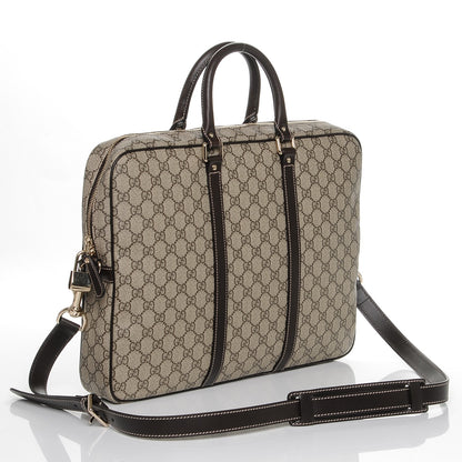 Gucci GG Plus Monogram Selleria Calfskin Briefcase Beige Ebony Cocoa 3 of 7