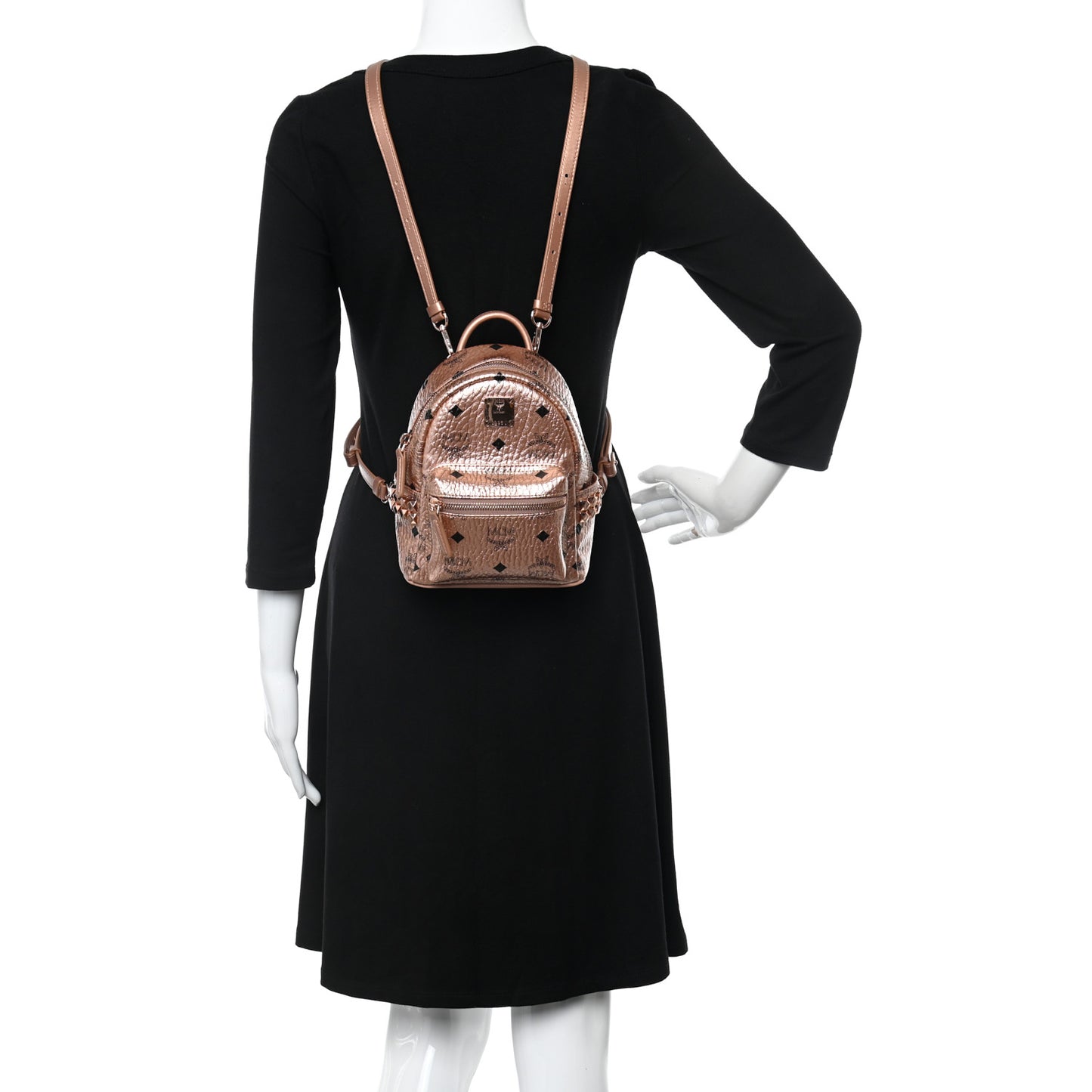 Metallic Visetos Studded X-Mini Bebe Boo Backpack Champagne Gold