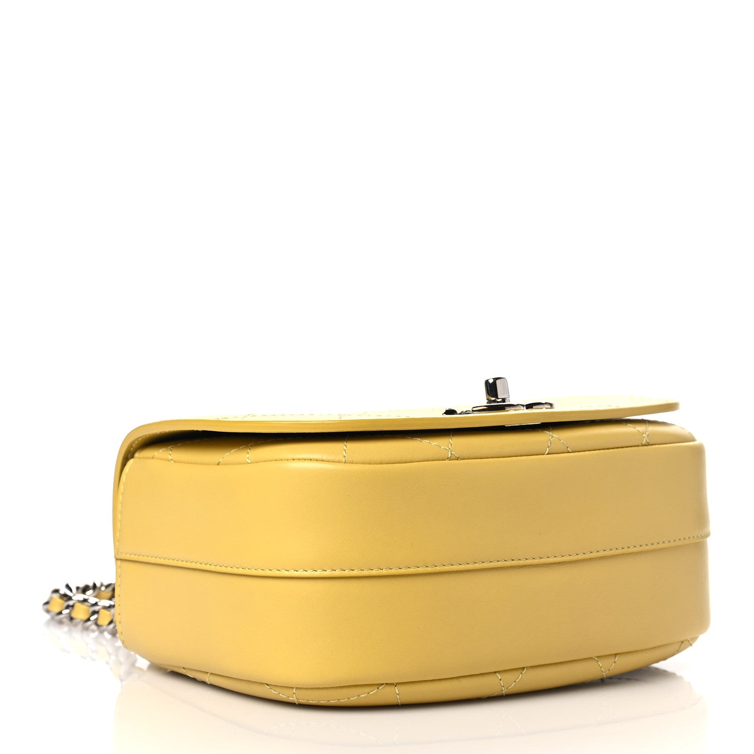 Chanel Calfskin Stitched Small Ring My Bag Flap Crossbody Yellow 4 of 10