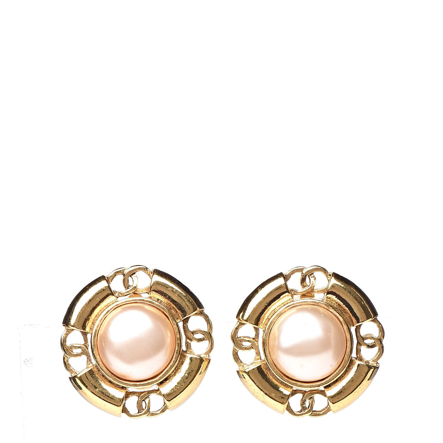 Chanel Pearl Clip On Earrings Gold 1 of 5