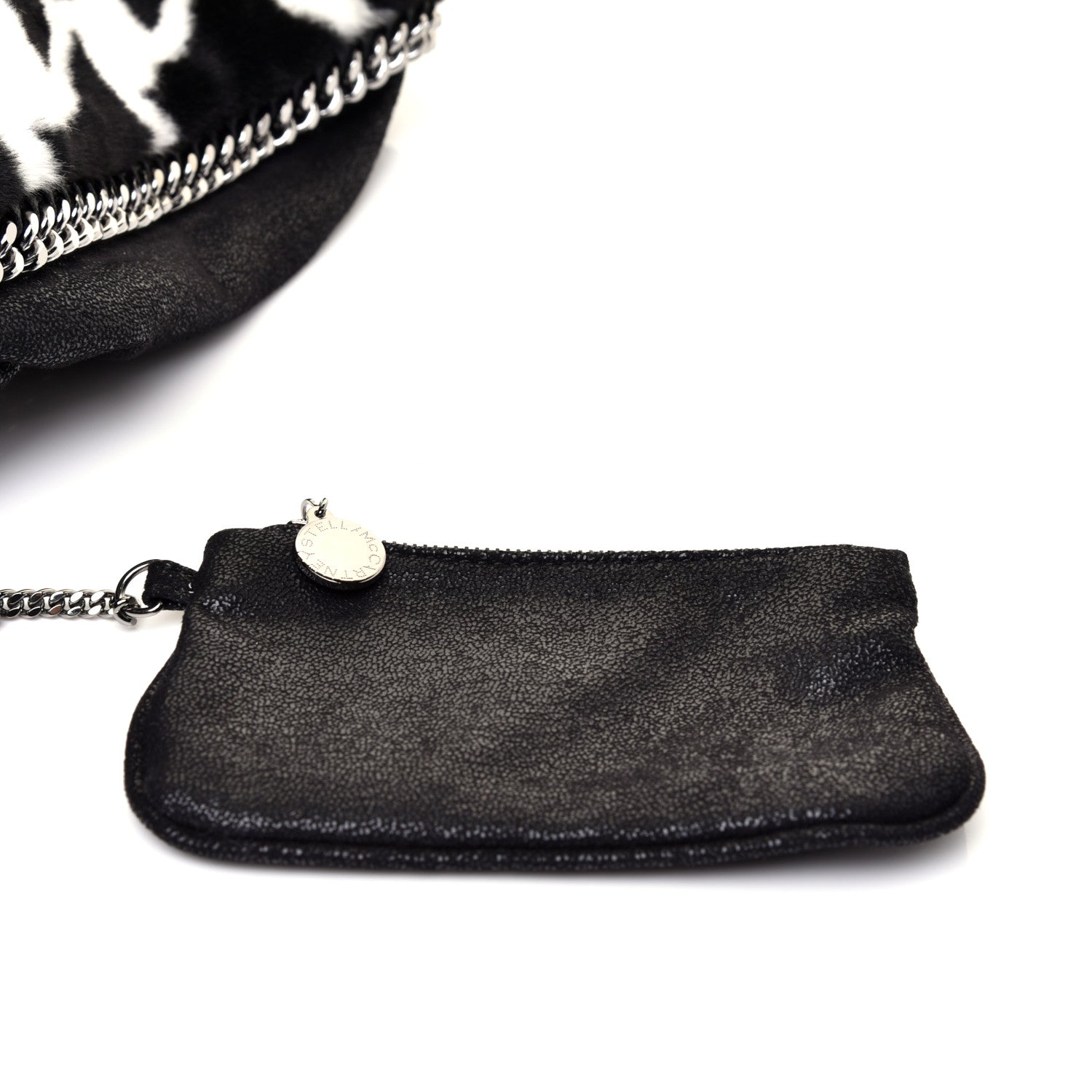 Stella McCartney Eco Fur Houndstooth Big Falabella Fold Over Tote Black White 10 of 10