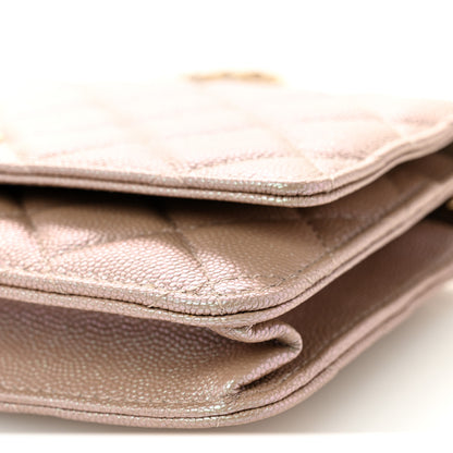 Chanel Iridescent Caviar Quilted Wallet on Chain WOC Beige 11 of 13
